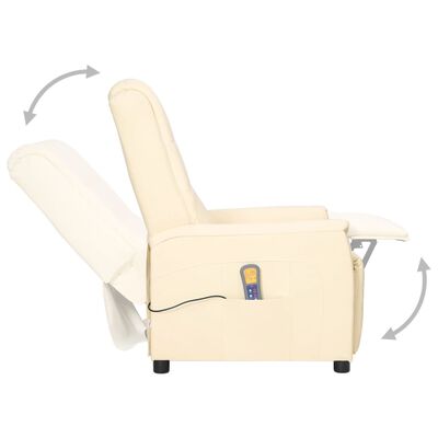 vidaXL Sillón reclinable de masaje de cuero sintético color crema