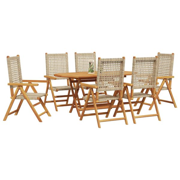 vidaXL Conjunto de Comedor de Jard&iacute;n 7 pcs Beige