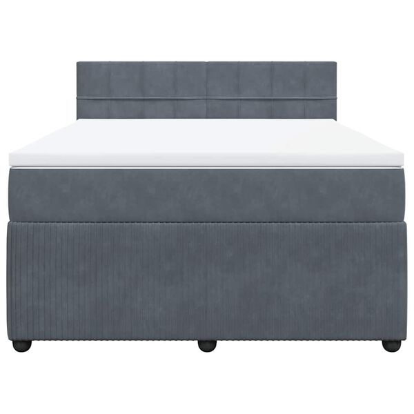 vidaXL Cama box spring con colch&oacute;n terciopelo gris oscuro 140x200 cm