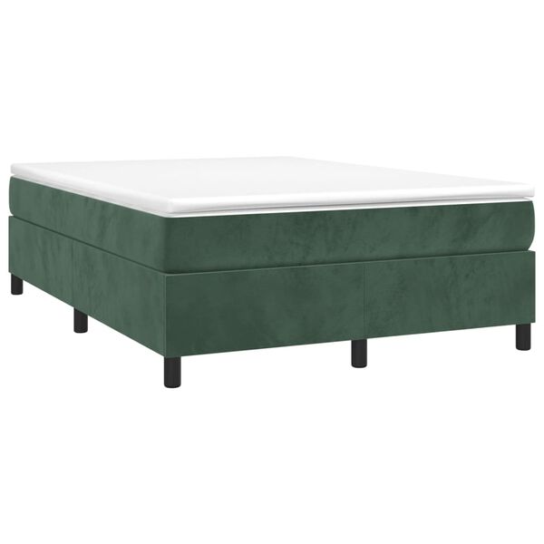 vidaXL Cama box spring con colch&oacute;n terciopelo verde oscuro 140x200 cm