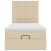 vidaXL Cama otomana con colch&oacute;n y luces LED tela crema 90x200 cm