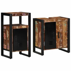 vidaXL Juego de muebles de ba&ntilde;o 2 uds. Multicolor y negro