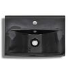 vidaXL Lavabo rectangular de cer&aacute;mica hueco de grifo/desag&uuml;e negro