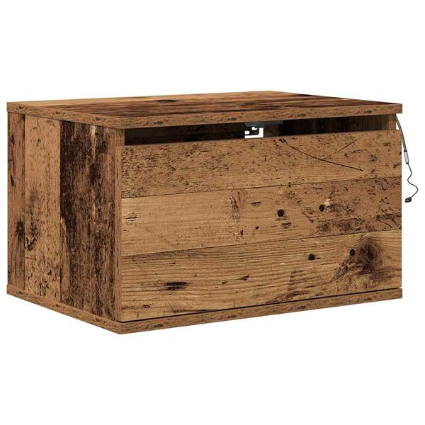vidaXL Mesita de noche de pared con caj&oacute;n Madera vieja 50 x 36 x 30 cm