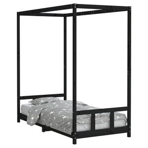 vidaXL Estructura de cama para ni&ntilde;os madera de pino negro 90x190 cm