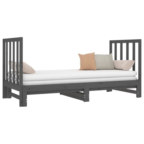 vidaXL Sof&aacute; cama extra&iacute;ble sin colch&oacute;n gris 2x(90x190) cm