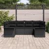 vidaXL Conjunto de sof&aacute; de jard&iacute;n con coj&iacute;n 6 pcs Negro Polirat&aacute;n