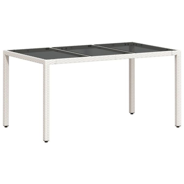 vidaXL Set comedor jard&iacute;n 7 pzas cojines rat&aacute;n sint&eacute;tico vidrio blanco