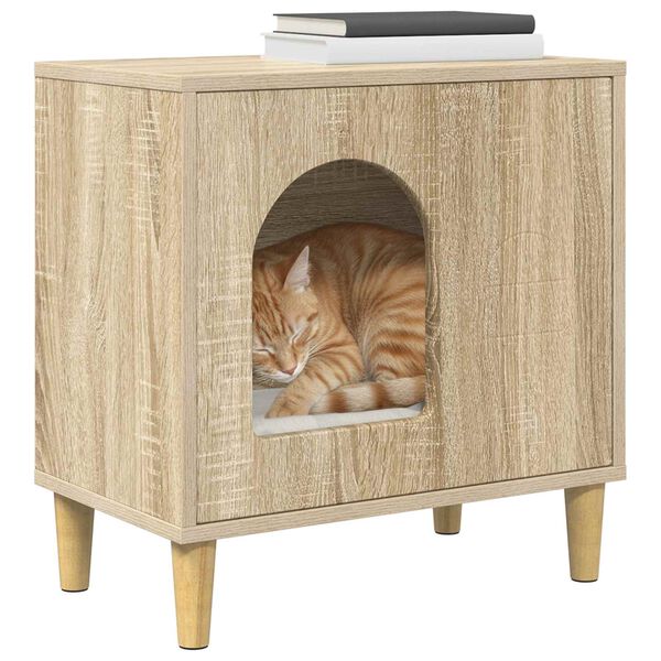 vidaXL Casa para Gatos Sonoma 51 x 30 x 52 cm Madera de ingenier&iacute;a