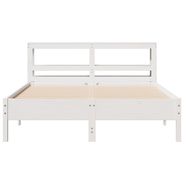 vidaXL Estructura de cama sin colch&oacute;n madera de pino blanca 140x200 cm