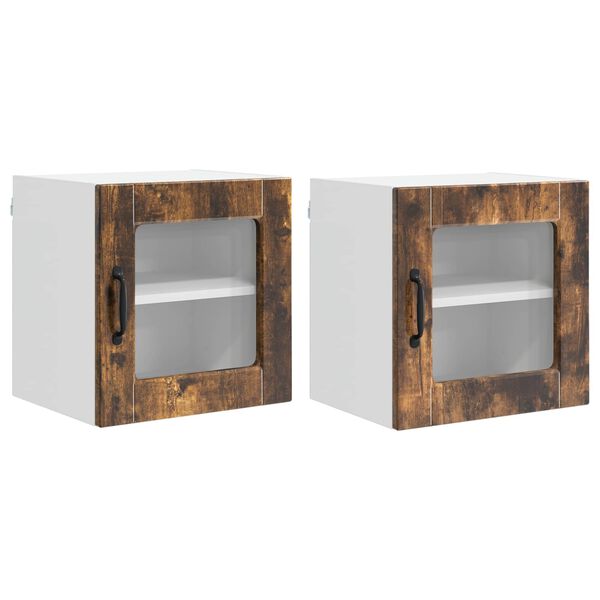 vidaXL Mueble de Cocina con puerta 2 pcs Roble ahumado 40 x 31 x 40 cm