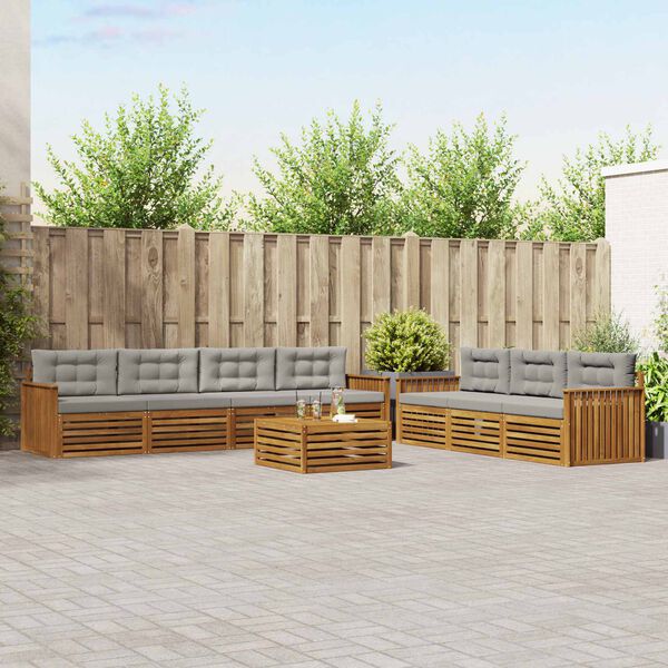 vidaXL Conjunto de sof&aacute;s de exterior 8 pcs Gris Natural y Claro