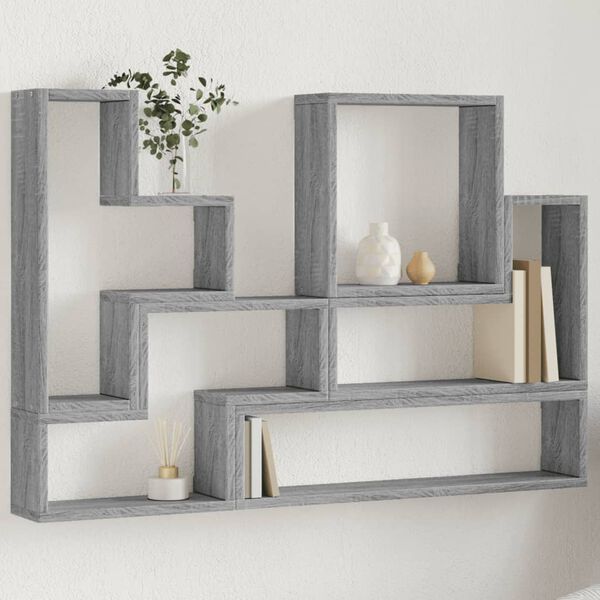 vidaXL Estanter&iacute;a de pared madera ingenier&iacute;a gris Sonoma 96x12x64 cm