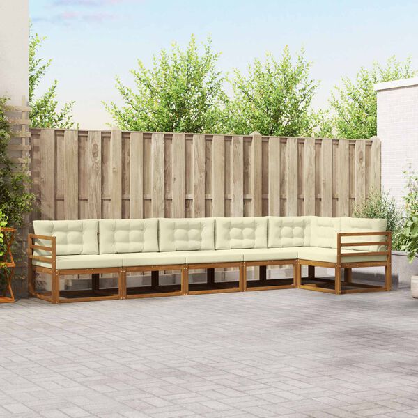 vidaXL Conjunto de sof&aacute;s de exterior con coj&iacute;n 6 pcs Natural y Crema