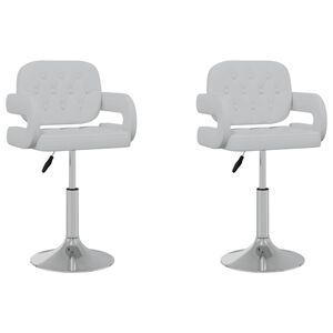 vidaXL Sillas de comedor giratorias 2 unidades cuero sint&eacute;tico blanco