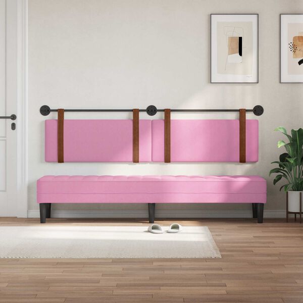 vidaXL Cabecera Colgante Liso Rosa 210 x 55 x 5 cm PU antiguo