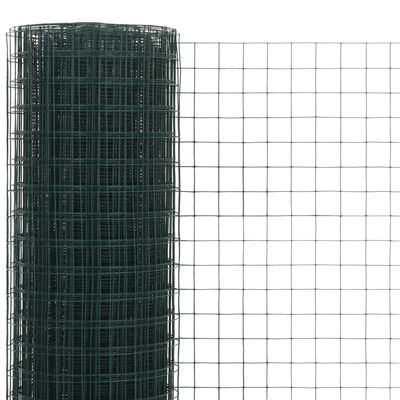 vidaXL Alambrada de gallinero acero revestimiento PVC verde 25x1,5 m