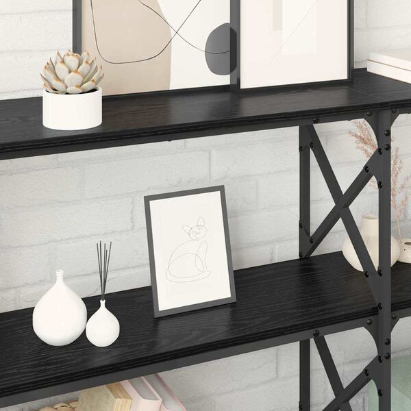 vidaXL Mesa Consola Roble Negro 156 x 28 x 80,5 cm