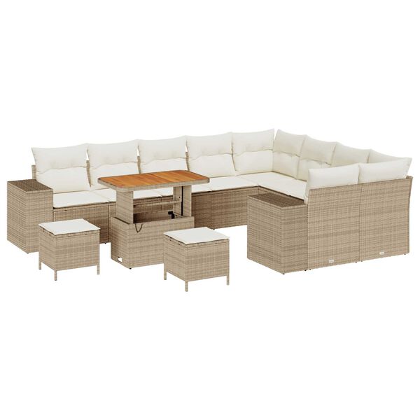 vidaXL Conjunto de sof&aacute; de jard&iacute;n con coj&iacute;n 12 pcs Beige y Crema