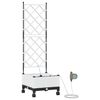 vidaXL Maceta de jard&iacute;n con riego y ruedas Blanco 40 x 40 x 132 cm PP