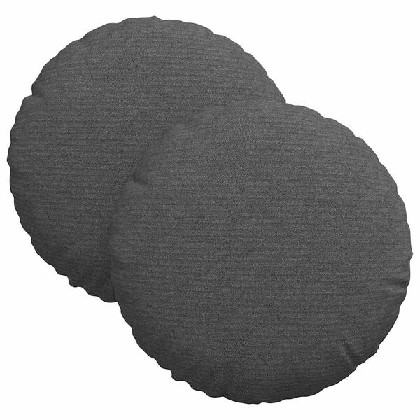 vidaXL Cojines para asiento 2 pcs Gris oscuro Ø 30 cm Tela de pana