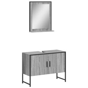 vidaXL Set de muebles de ba&ntilde;o 2 pzas madera de ingenier&iacute;a gris sonoma