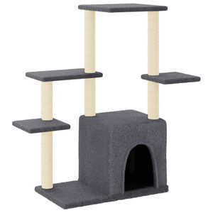 vidaXL Rascador para gatos con postes de sisal gris oscuro 97,5 cm
