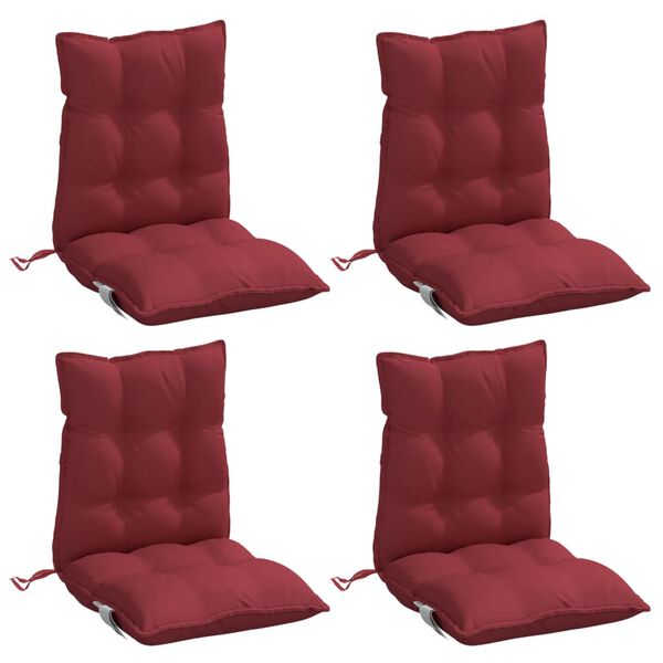 vidaXL Cojines para silla respaldo bajo 4 uds tela Oxford rojo tinto