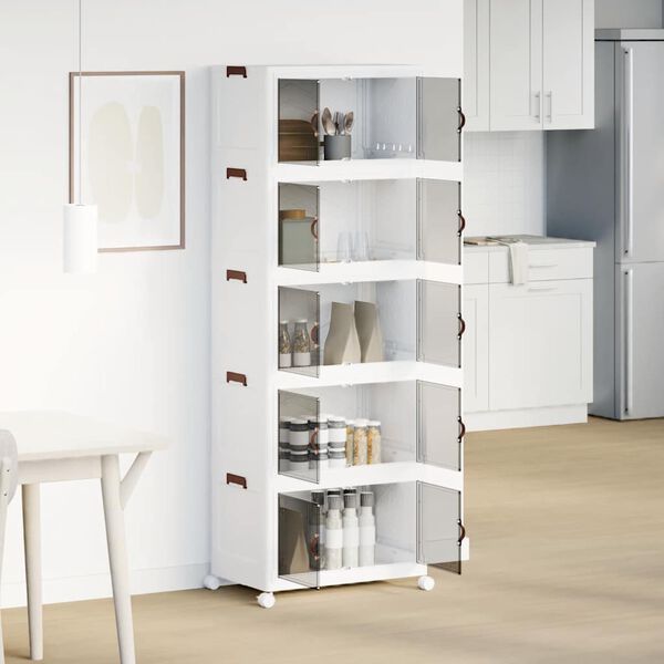 vidaXL Caja de almacenaje apilable con ruedas 5niveles 75L 64x40x179cm