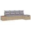 vidaXL Conjunto de sof&aacute;s de jard&iacute;n 5 pcs Beige rat&aacute;n sint&eacute;tico
