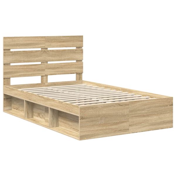 vidaXL Estructura de cama con cabecera Roble Sonoma 135 x 190 cm