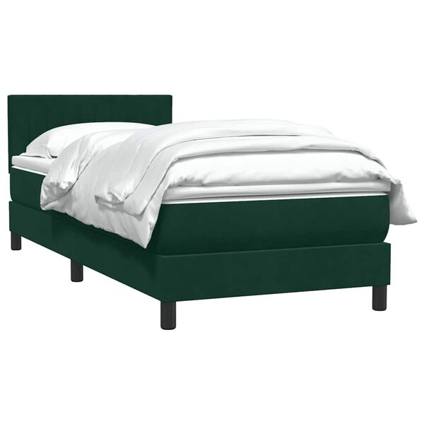 vidaXL Cama box spring con colch&oacute;n terciopelo verde oscuro 100x220 cm