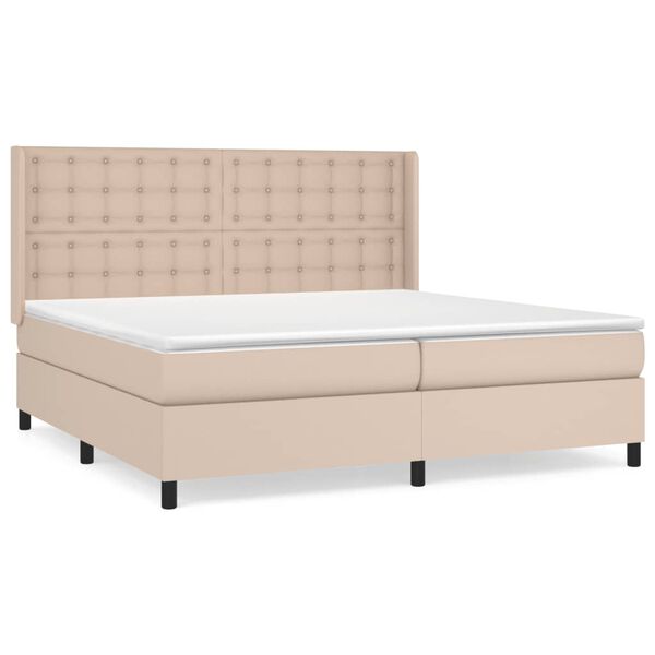 vidaXL Cama box spring con colch&oacute;n cuero sint&eacute;tico capuchino 200x200cm