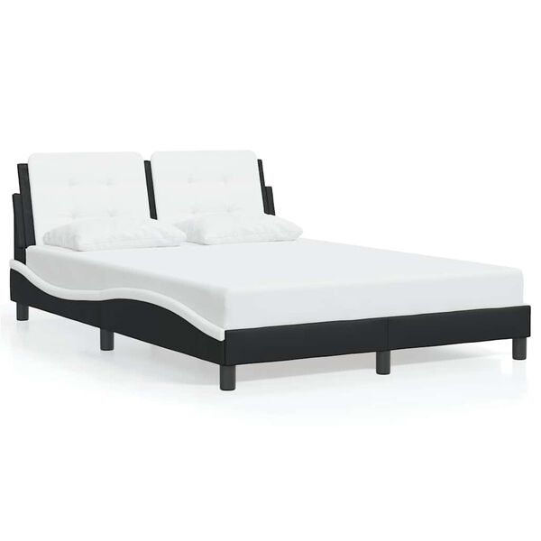 vidaXL Estructura de cama sin colch&oacute;n Zadar cuero sint&eacute;tico negro blanco 120x200cm