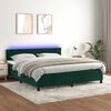 vidaXL Cama box spring colch&oacute;n y LED terciopelo verde oscuro 180x200cm