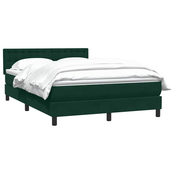 vidaXL Cama box spring con colch&oacute;n terciopelo verde oscuro 140x210 cm