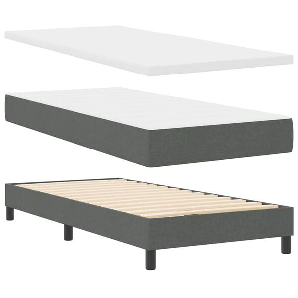 vidaXL Cama tipo Box Spring Gris oscuro 200 x 90 cm Poli&eacute;ster