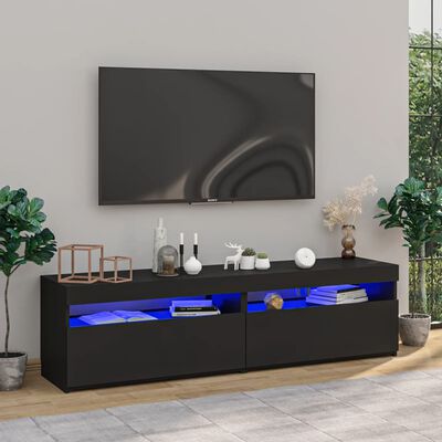 vidaXL Muebles de TV con luces LED 2 unidades negro 75x35x40 cm