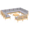 vidaXL Muebles de jard&iacute;n 12 pzas y cojines gris madera maciza de pino