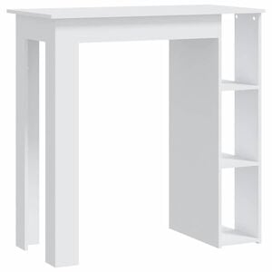 vidaXL Mesa bar con estante madera contrachapada blanco 102x50x103,5cm