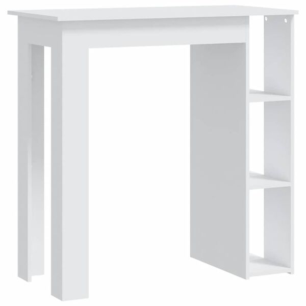 vidaXL Mesa bar con estante madera contrachapada blanco 102x50x103,5cm