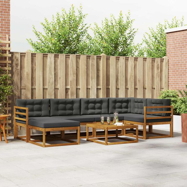 vidaXL Conjunto de sof&aacute;s de exterior 7 pcs Natural y Antracita