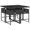 vidaXL Set de muebles jard&iacute;n 5 pzas con cojines rat&aacute;n sint&eacute;tico negro