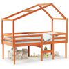 vidaXL Cama alta con techo madera maciza de pino marr&oacute;n cera 80x200 cm