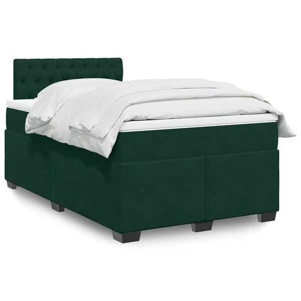 vidaXL Cama box spring con colch&oacute;n terciopelo verde oscuro 120x200 cm