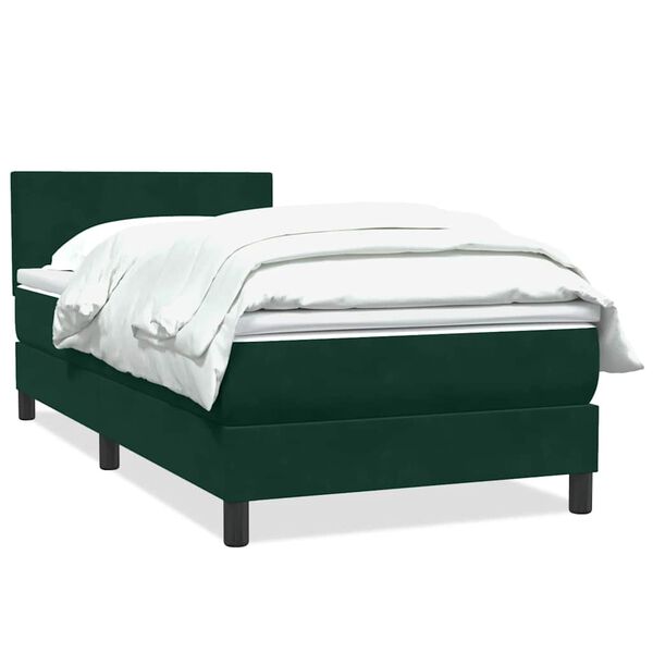 vidaXL Cama box spring con colch&oacute;n terciopelo verde oscuro 100x220 cm