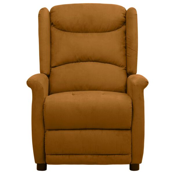 vidaXL Sillón de masaje elevable tela de microfibra marrón