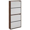 vidaXL Zapatero con espejo 4 niveles roble marr&oacute;n 63x17x134 cm