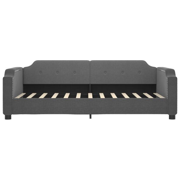 vidaXL Sof&aacute; cama sin colch&oacute;n tela gris oscuro 90x200 cm