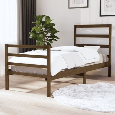 vidaXL Estructura de cama individual madera pino marrón miel 90x190 cm